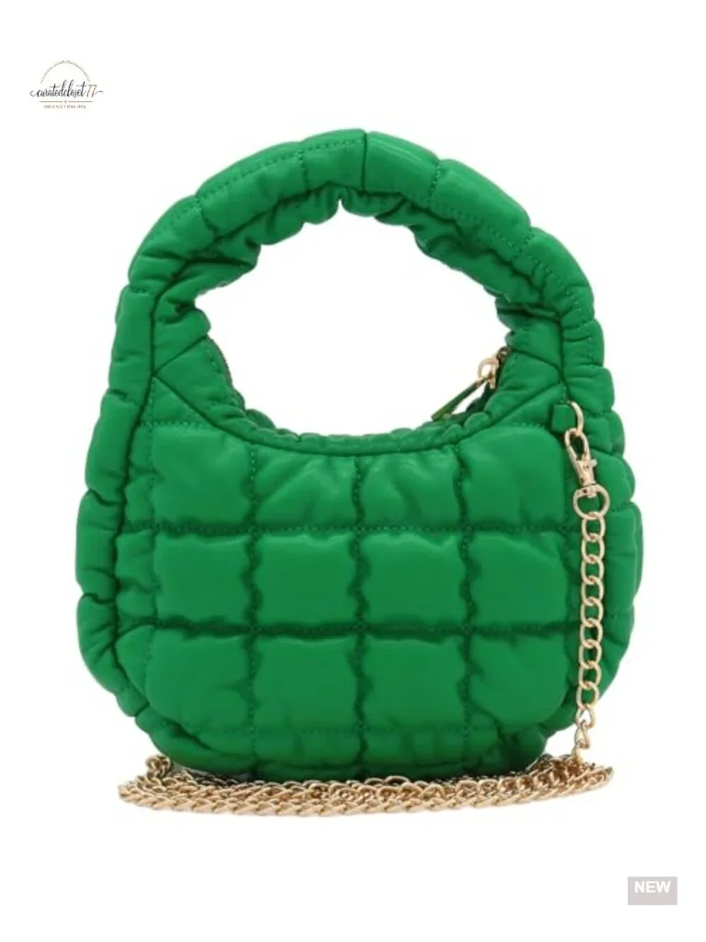 Mini Quilted PU Leather Crescent Puffer Crossbody Evening Bag